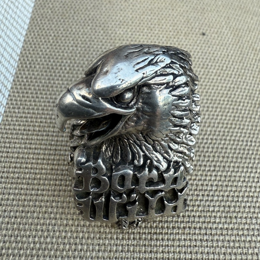 Vintage biker ring “ Born Wild” in stainless steel. - Picture 7 of 10